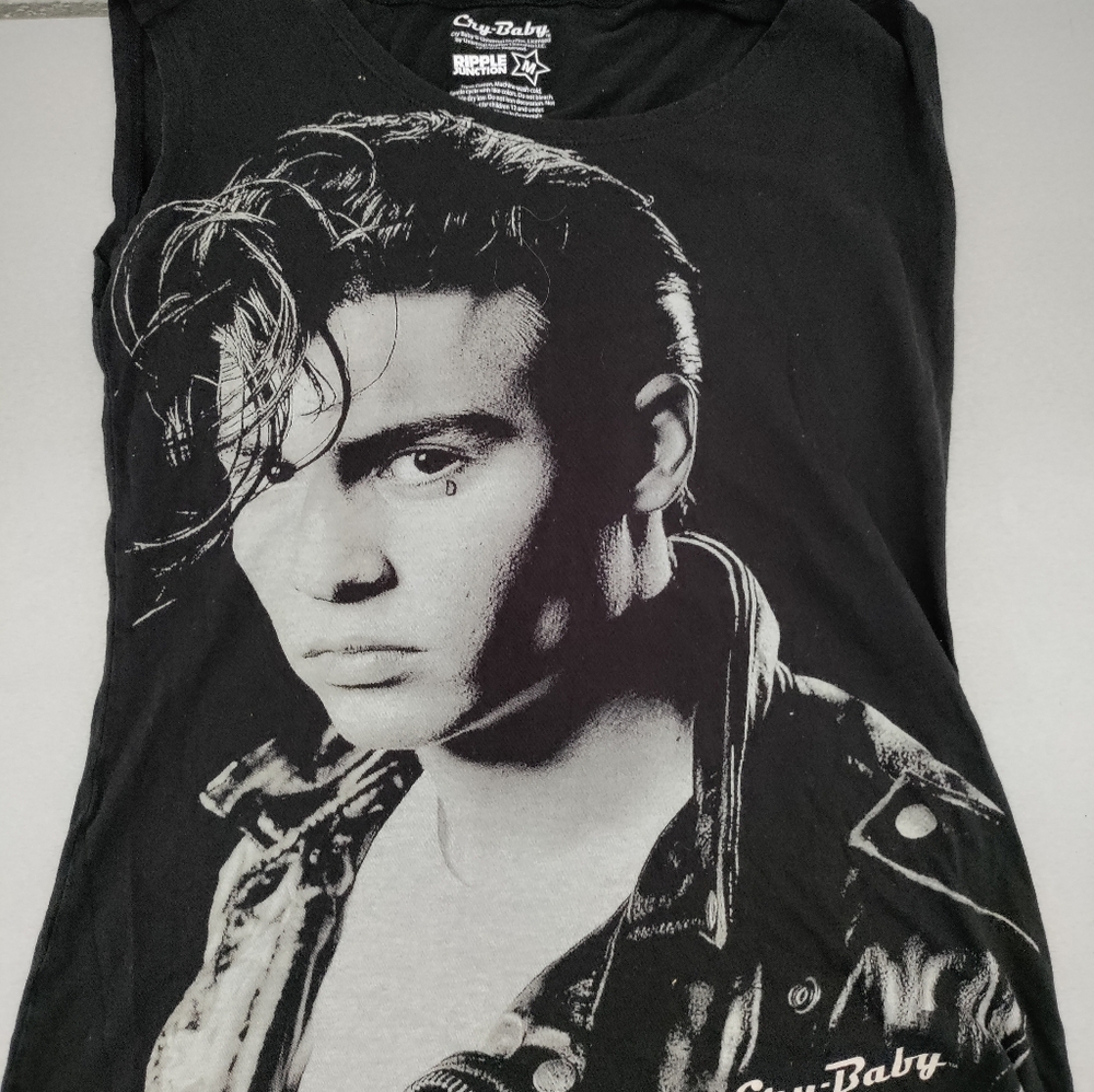 Cry Baby Movie Johnny Depp Black Sleeveless Shirt  Size Medium